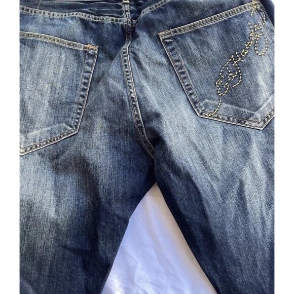 Vintage Ed Hardy Denim Jeans Distressed Look Designer Fashion Mens Size 40x32 - Picture 14 of 15